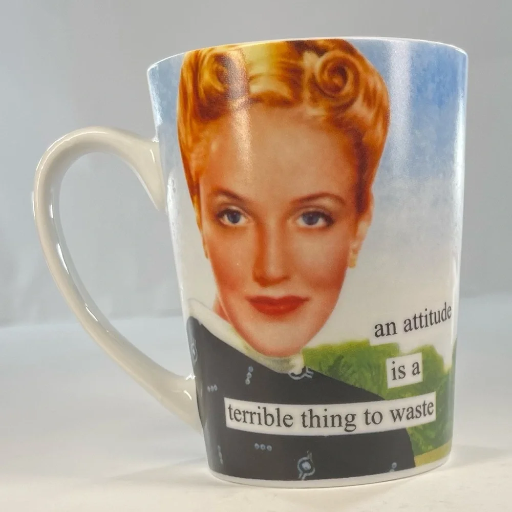 ANNE TAINTOR AN ATTITUTE IS A TERRIBLE THINGS TO WASTE RETRO COFFEE MUG 12 OZ